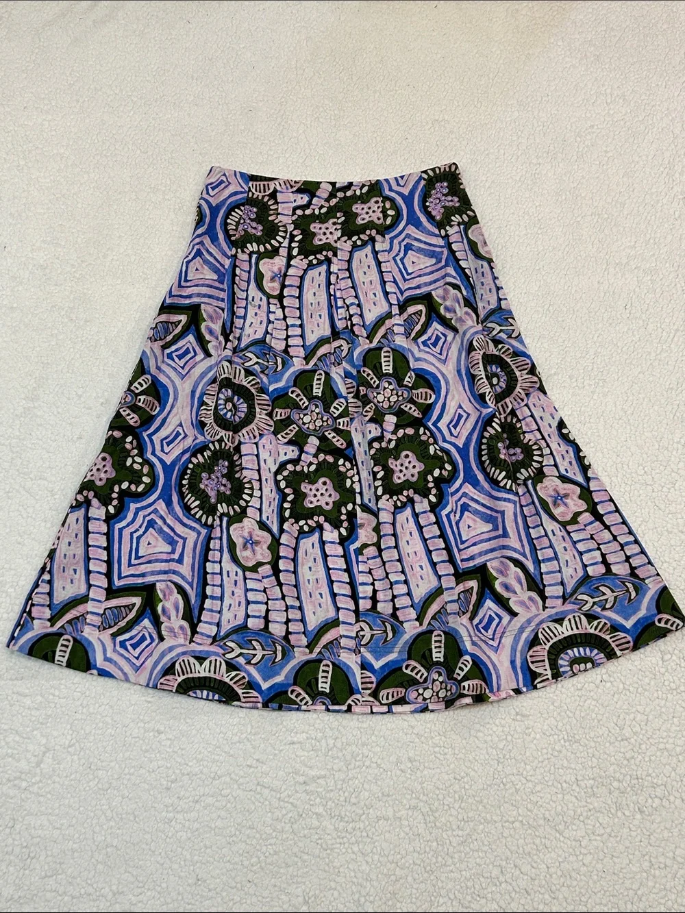Marie Oliver Gloria Skirt in Hyacinth size 8 Linen Cotton Blend Midi Coastal